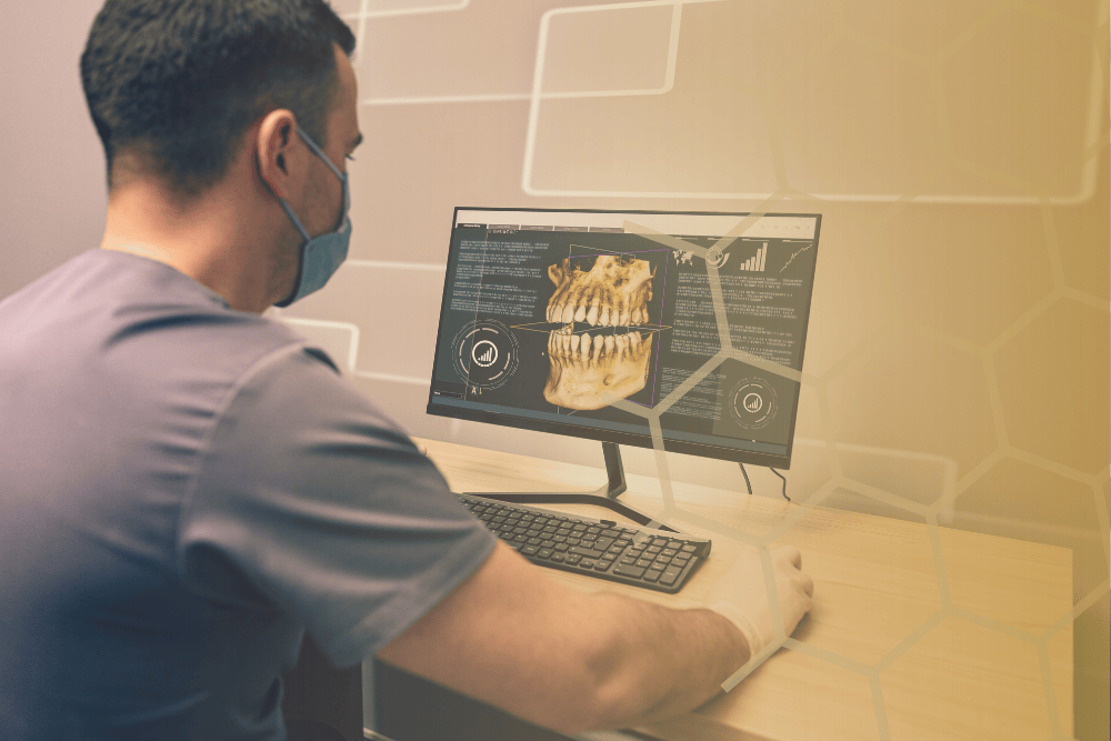 3D printing in dentistry enables the creation of personalized dental implants through additive manufacturing.